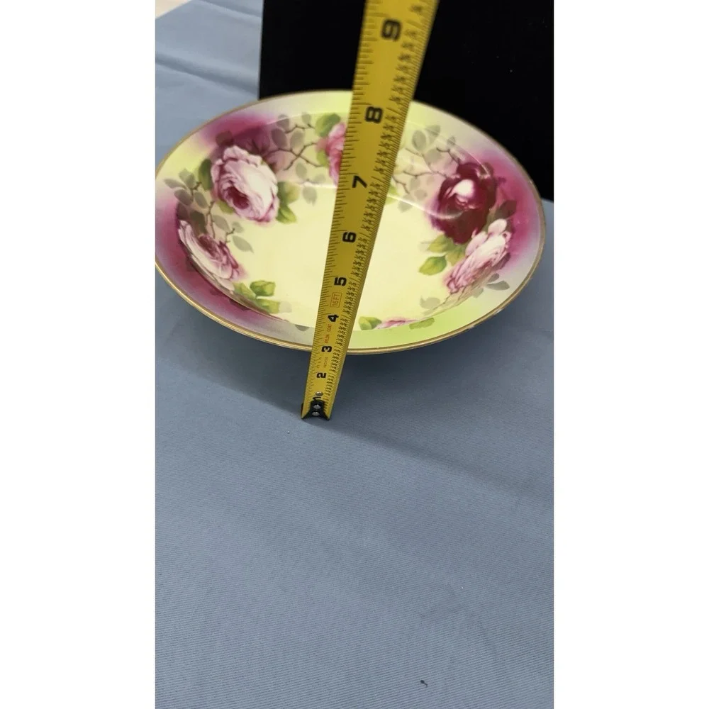 O. & E.G. Imperial Austria Serving Bowl Deep Pink Cabbage Roses Signed George